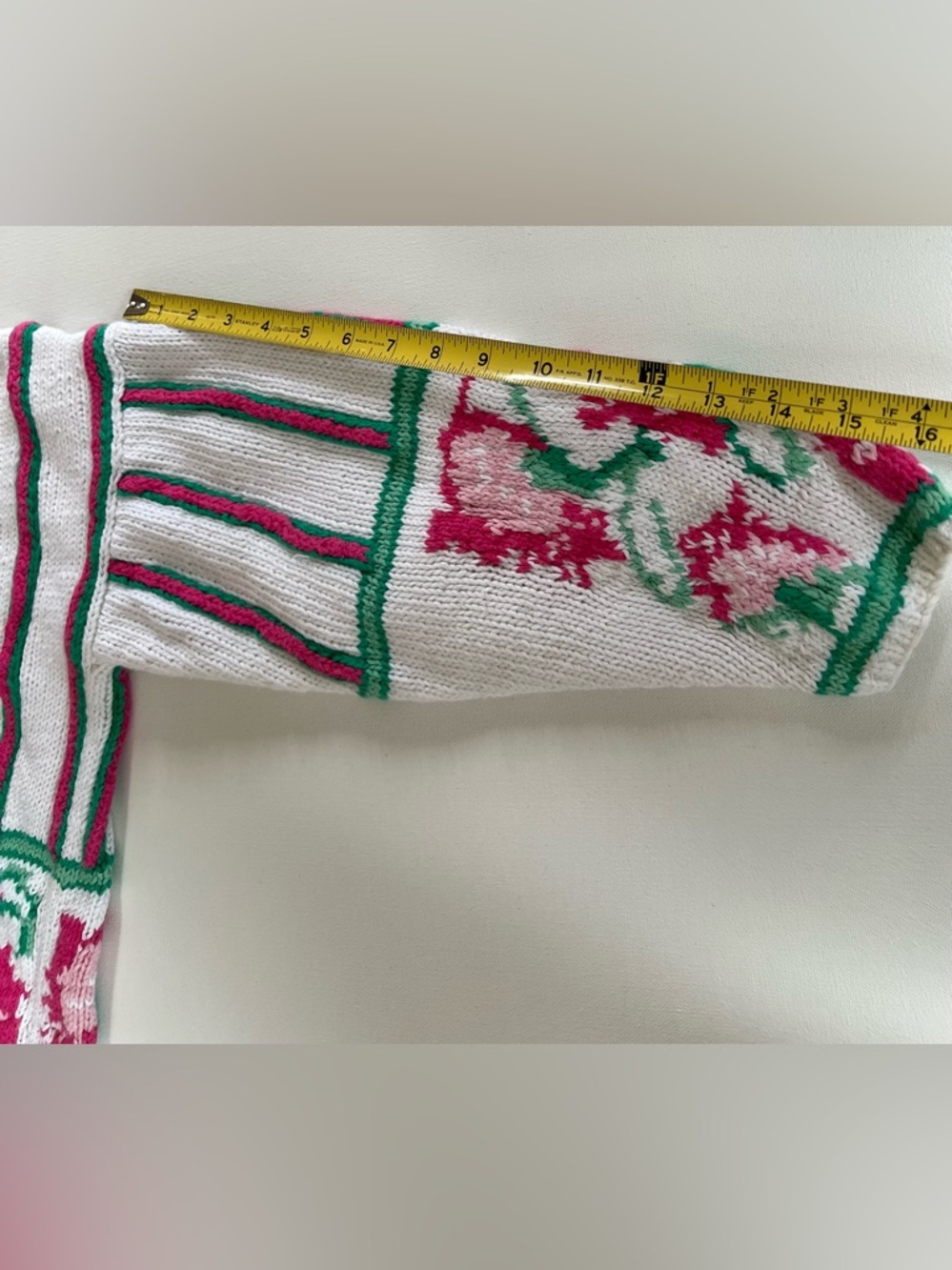 Cambridge Spirits White Floral Stripe Button-Up Cardigan Vintage Women’s L - Picture 8 of 10